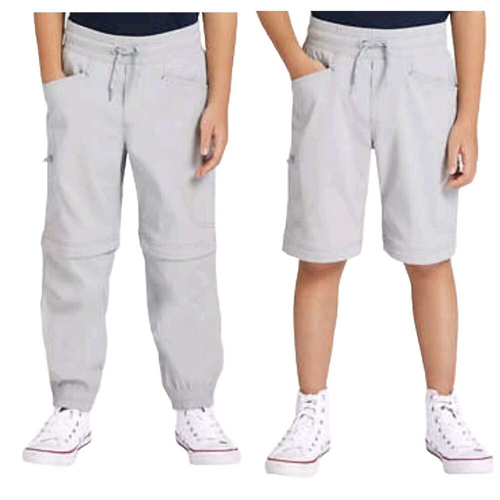 Eddie Bauer Boys Convertible Jogger Tech Pant Cargo Zipper Pockets Gray (5/6) XS